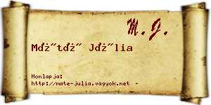 Máté Júlia névjegykártya